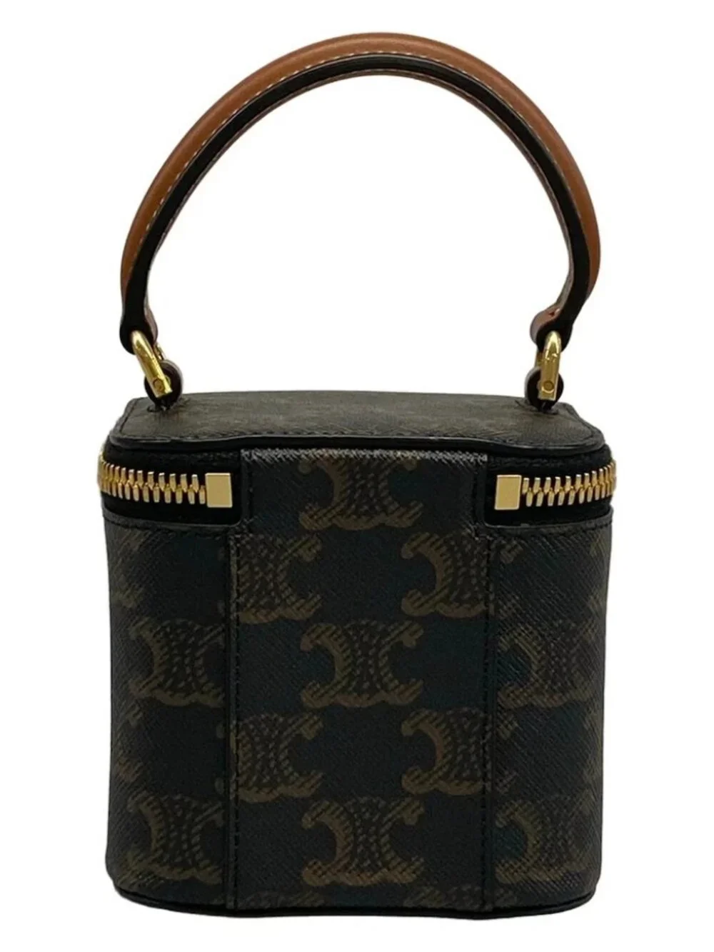 CELINE Triumph Mini Vanity Case 10J762CZ1.04LU Black Dark Brown PVC Leather